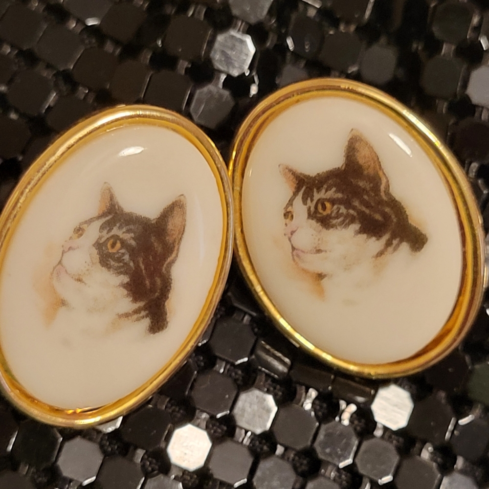 Cute Cat Earrings ~ Crafts ~ Assemblage ~ Repurpose ~ Pierced - No Backs - Picture 13 of 16